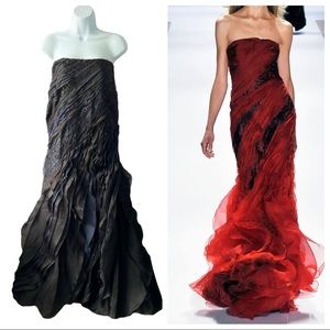 Carlos Miele Silk with Guipure Lace Strapless Gown | XS/S (36)